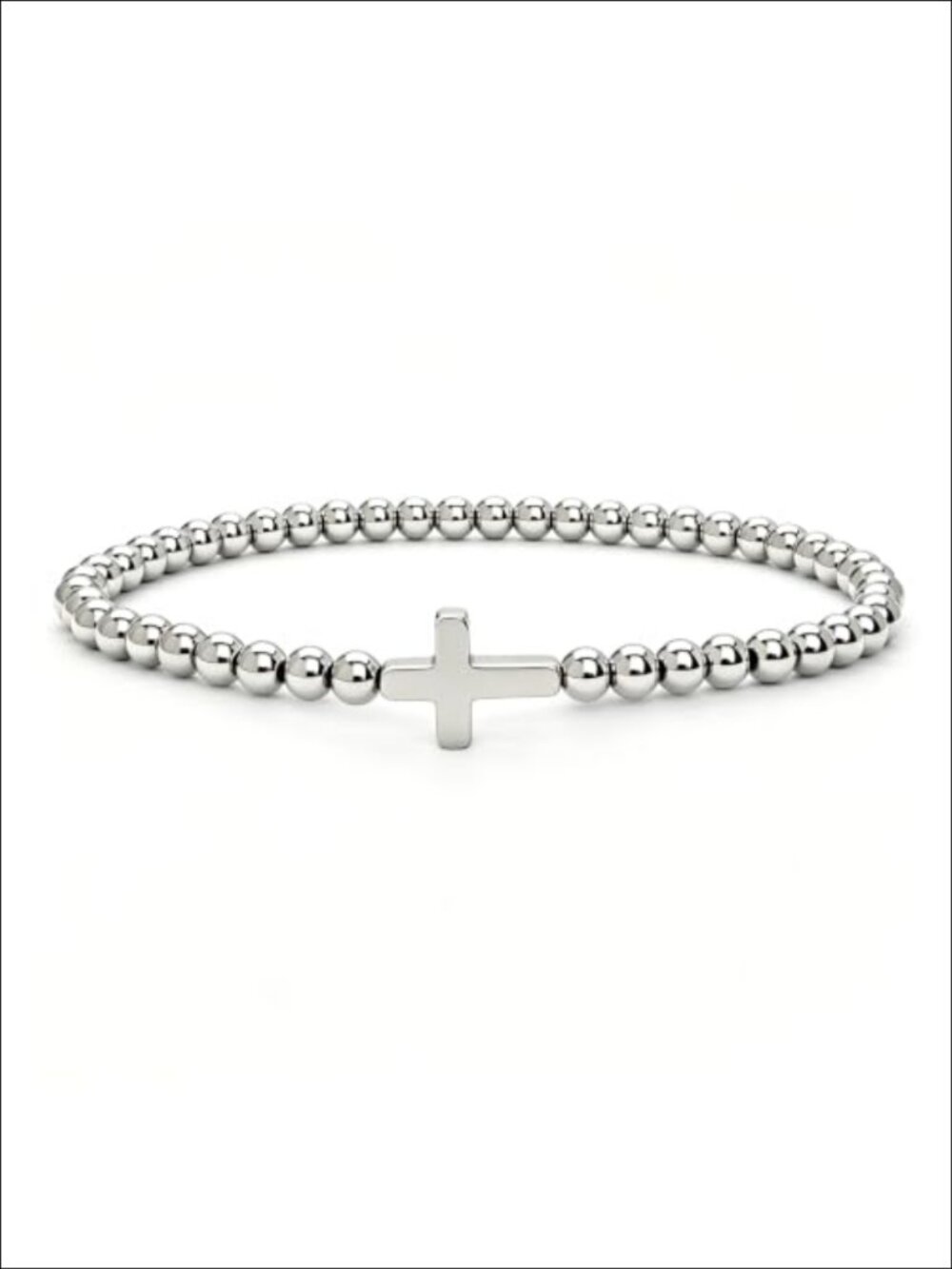 18K Gold Plated Stainless Steel Cross Bracelet Natural Stone Beaded Faith